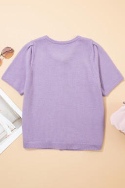 Orchid Petal Short Sleeve Soft Cardigan Sweater T Shirt