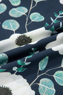 Blue Floral Print Striped Patchwork V Neck Short Sleeve Blouse