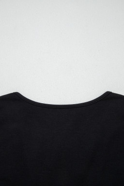 Black Plus Size Solid Color Bow Tie Peplum Tank Top