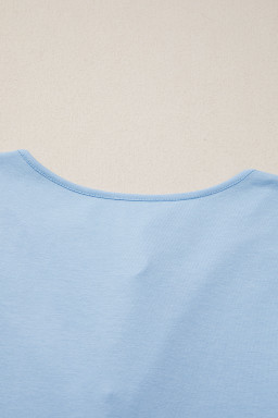 Beau Blue Plus Size Solid Color Bow Tie Peplum Tank Top