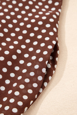 Coffee Polka Dot Print Backless Ruffled Tiered Maxi Dress