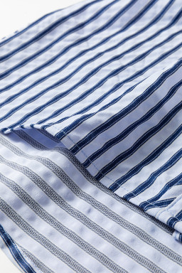 Blue Stripe Button Down Long Sleeve Loose Shirt