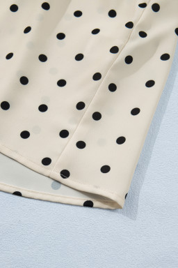 Apricot Plus Size Polka Dot Print Button Detail Short Sleeve Babydoll Blouse