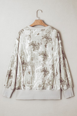 Gray KENTUCKY Raw Seam Detail Leafy Camouflage Baggy Sweatshirt