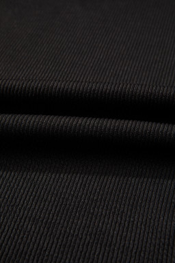 Black Contrast Color Block Leopard Trim Plus Size Ribbed Dress