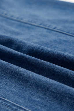 Blue Zip up Collared Short Sleeve Shift Mini Denim Dress