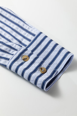 Blue Stripe Button Down Long Sleeve Loose Shirt