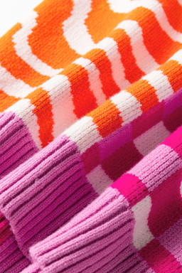 Yellow Striped Checkered Contrast Patchwork V Neck Sweater Vest