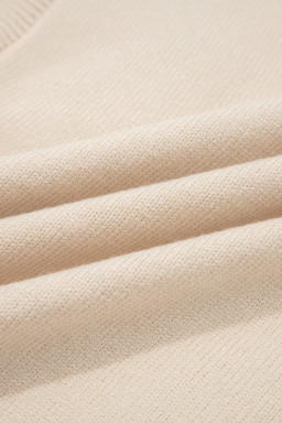 Parchment Corded Horseshoes Ribbed Trim Mock Neck Short Sleeve Sweater