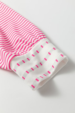 Rose Stripe Raglan Patchwork Long Sleeve Tee