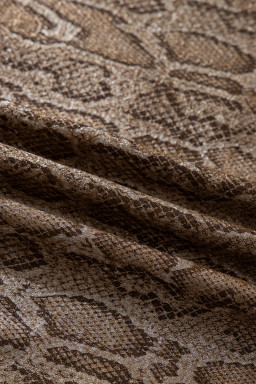 Brown Polo Collared V Neck Short Sleeve Metallic Leopard Blouse