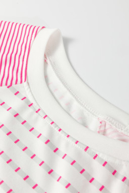 Rose Stripe Raglan Patchwork Long Sleeve Tee