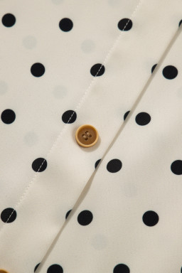 Apricot Plus Size Polka Dot Print Button Detail Short Sleeve Babydoll Blouse