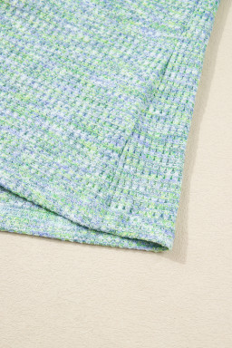 Moonlight Jade Heather Textured Ruffle Sleeve Top and Drawstring Shorts Set