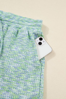 Moonlight Jade Heather Textured Ruffle Sleeve Top and Drawstring Shorts Set