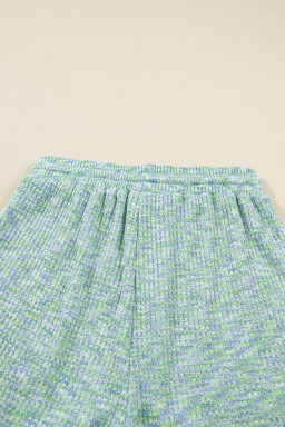 Moonlight Jade Heather Textured Ruffle Sleeve Top and Drawstring Shorts Set