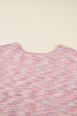 Light Pink Heather Textured Ruffle Sleeve Top and Drawstring Shorts Set