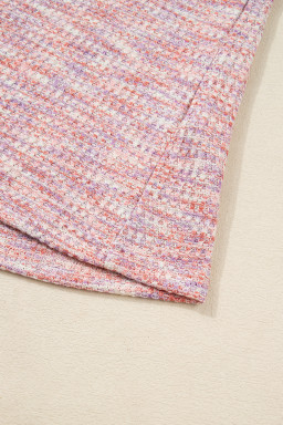 Light Pink Heather Textured Ruffle Sleeve Top and Drawstring Shorts Set