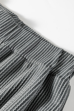 Dark Grey Twisted Ribbed High Neck Loose Tee Elastic High Waist Loose Pant Set