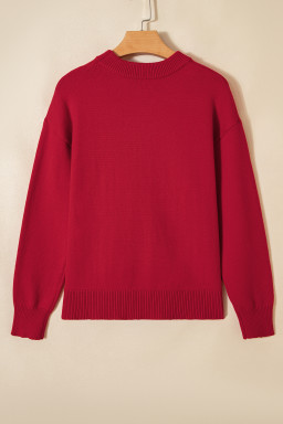 Fiery Red Sequined Bow Graphic Christmas Holiday Sweater