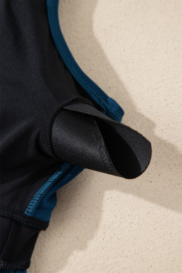 Sail Blue Color Block Patchwork Bow Knot Detail Sleeveless Swim Dress