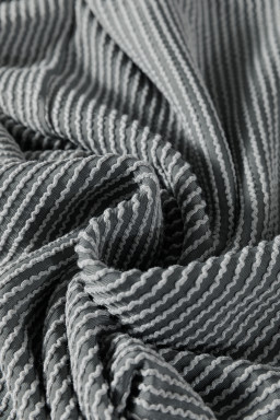 Dark Grey Twisted Ribbed High Neck Loose Tee Elastic High Waist Loose Pant Set