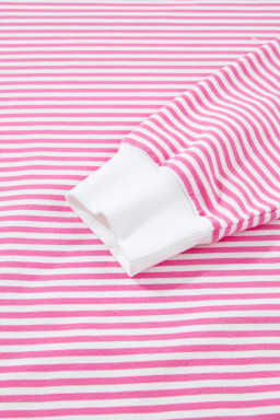 Pink Stripe Oversize Mock Neck Sweatshirt and Shorts Set