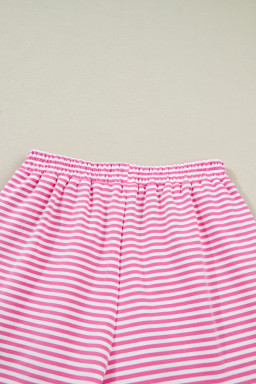 Pink Stripe Oversize Mock Neck Sweatshirt and Shorts Set