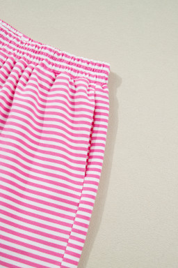 Pink Stripe Oversize Mock Neck Sweatshirt and Shorts Set