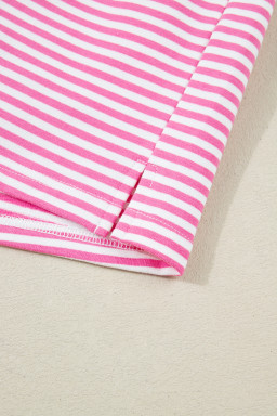 Pink Stripe Oversize Mock Neck Sweatshirt and Shorts Set