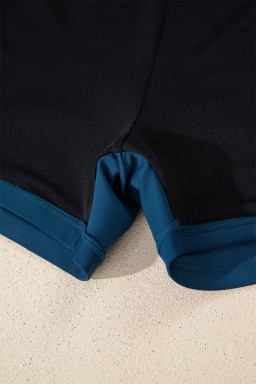 Sail Blue Color Block Patchwork Bow Knot Detail Sleeveless Swim Dress