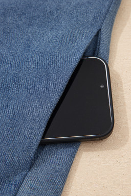 Light Grey Denim Color Block Patchwork Button Polo Collar T Shirt Tunic Dress