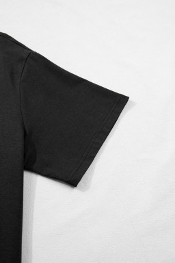 Black Plus Size Lace Hem Patchwork T Shirt Midi Dress