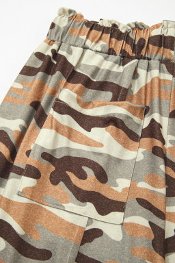 Green Camouflage Printed Drawstring Elastic Waist Jogger Pants