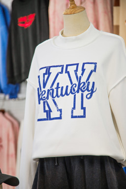 White Kentucky Graphic Mock Neck Reversible Sweatshirt