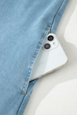 Myosotis Frilled Detail Button Down Ruffle Short Sleeve Denim Mini Dress
