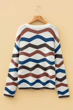 Multicolour Retro Wave Print Western Sweater