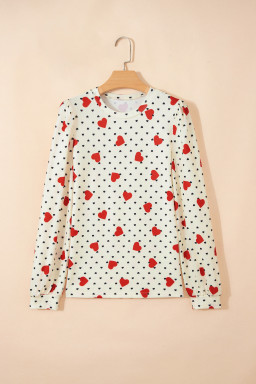 Beige Flower Heart Festive Valentine Blouse