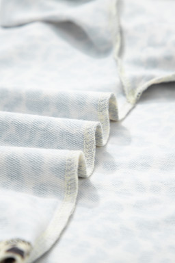 White Contrast V Neck Varsity Short Sleeve Leopard Top