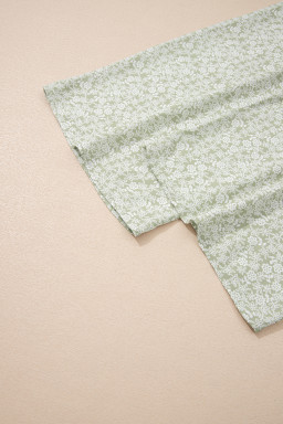 Green Smocked Bodice Square Neck Sleeveless Floral Jumpsuit