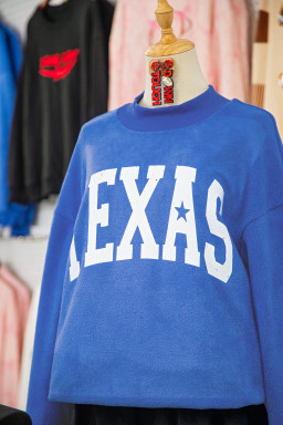Dark Blue Texas Graphic Mock Neck Reversible Sweatshirt