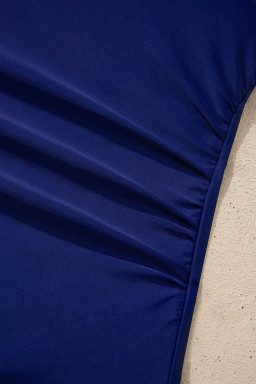 Navy Blue Color Block Detail Adjustable Straps One Piece Swimsuit