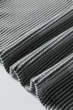 Dark Grey Twisted Ribbed High Neck Loose Tee Elastic High Waist Loose Pant Set