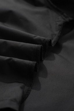 Black Plus Size Split Neck Leopard Trim Flounced Long Sleeve Blouse