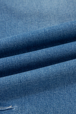 Sky Blue Medium Wash Cuffed Barrel Jeans