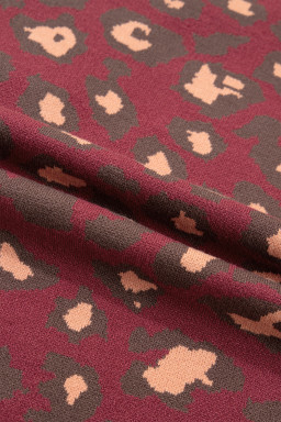 Red Leopard Print Cap Sleeve Knitted Top