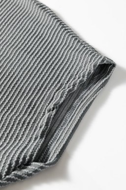 Dark Grey Twisted Ribbed High Neck Loose Tee Elastic High Waist Loose Pant Set