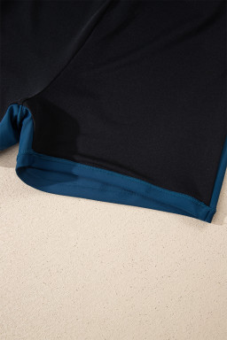 Sail Blue Color Block Patchwork Bow Knot Detail Sleeveless Swim Dress