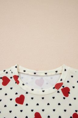 Beige Flower Heart Festive Valentine Blouse
