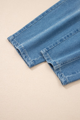 Sky Blue Medium Wash Cuffed Barrel Jeans